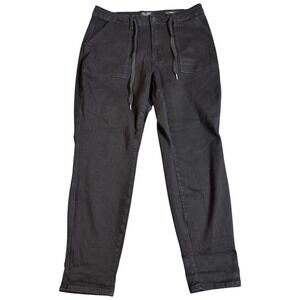 Judy Blue Jogger Jeans 16W (36x29) Black Drawstring‎ Stretch Distressed Whisker